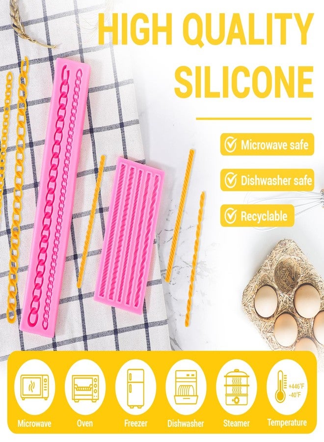 Beasea Silicone Fondant Mold, 2pcs Border Mold Silicone Small Mini Rope Chain DIY for Birthday Cake Decoration Candy Sugar Craft Cupcake Topper - Image 4