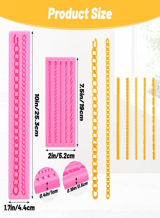 Beasea Silicone Fondant Mold, 2pcs Border Mold Silicone Small Mini Rope Chain DIY for Birthday Cake Decoration Candy Sugar Craft Cupcake Topper - Image 2