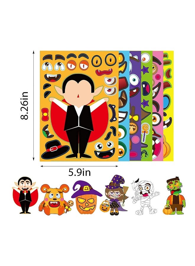 Fun Make-a-Face Sticker Sheets for Kids, 42Pc Craft Set with Vampire, Witch, Frankenstein, Ghost and More for Party Favors - Image 3