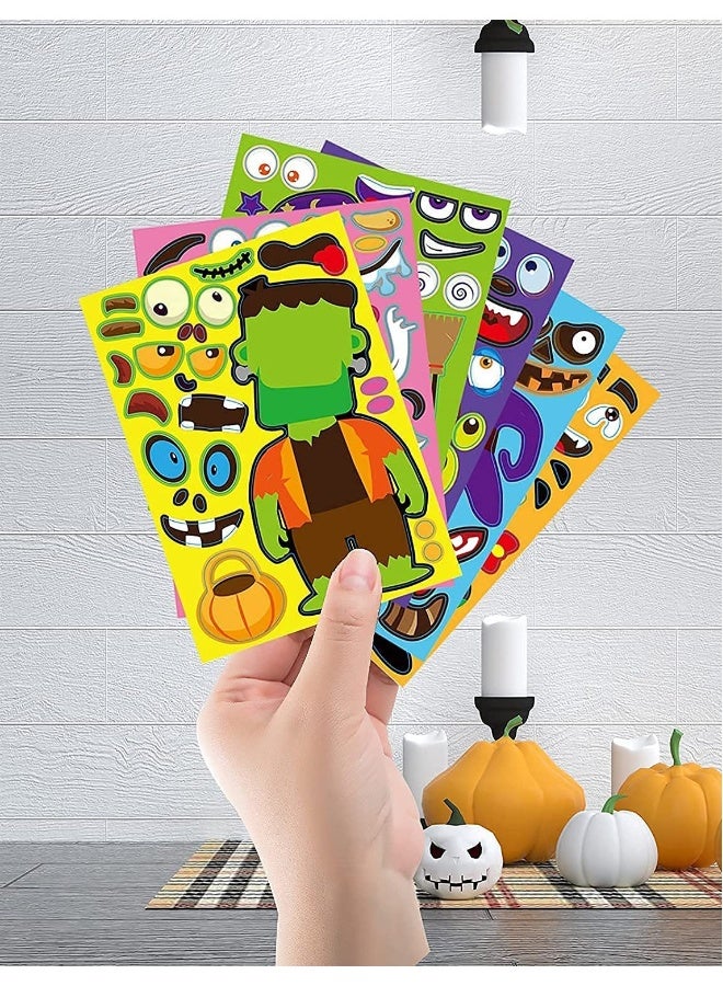Fun Make-a-Face Sticker Sheets for Kids, 42Pc Craft Set with Vampire, Witch, Frankenstein, Ghost and More for Party Favors - Image 5