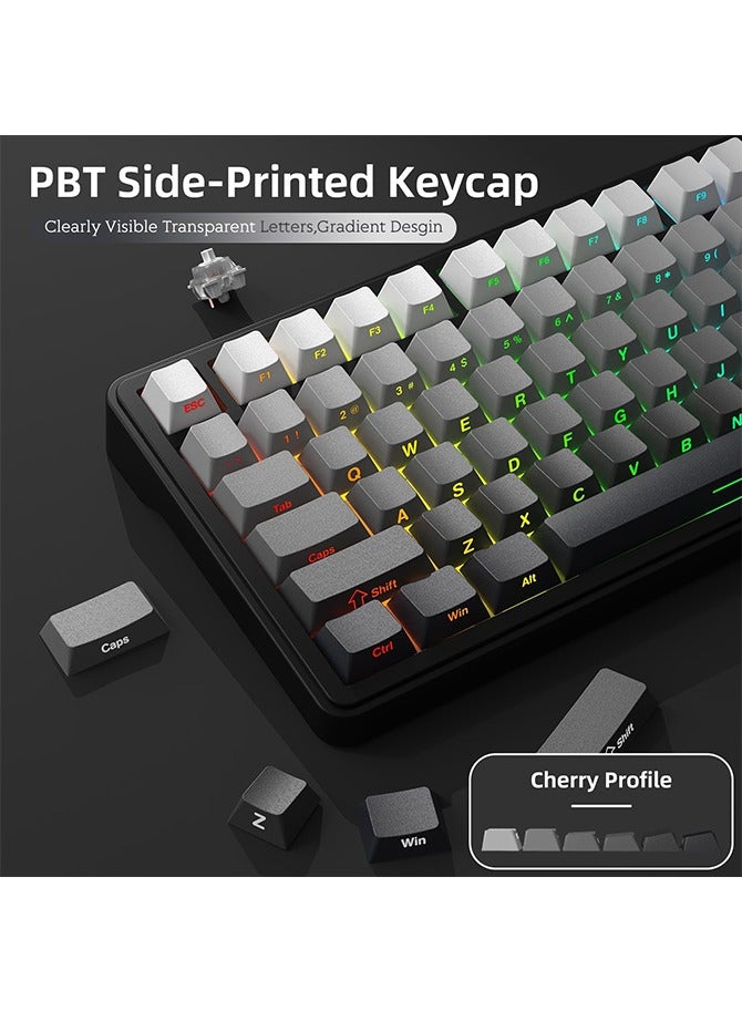 Attack Shark X85 Wireless Mechanical Keyboard,TKL 82 Keys Bluetooth 5.0/2.4GHz/USB-C Hot Swappable Custom Keyboard,Gasket Structure,Knob,RGB Backlit Gaming Keyboard for PC/Mac/PS4/Xbox-Noonlit Night-White Jade Switch - Image 3