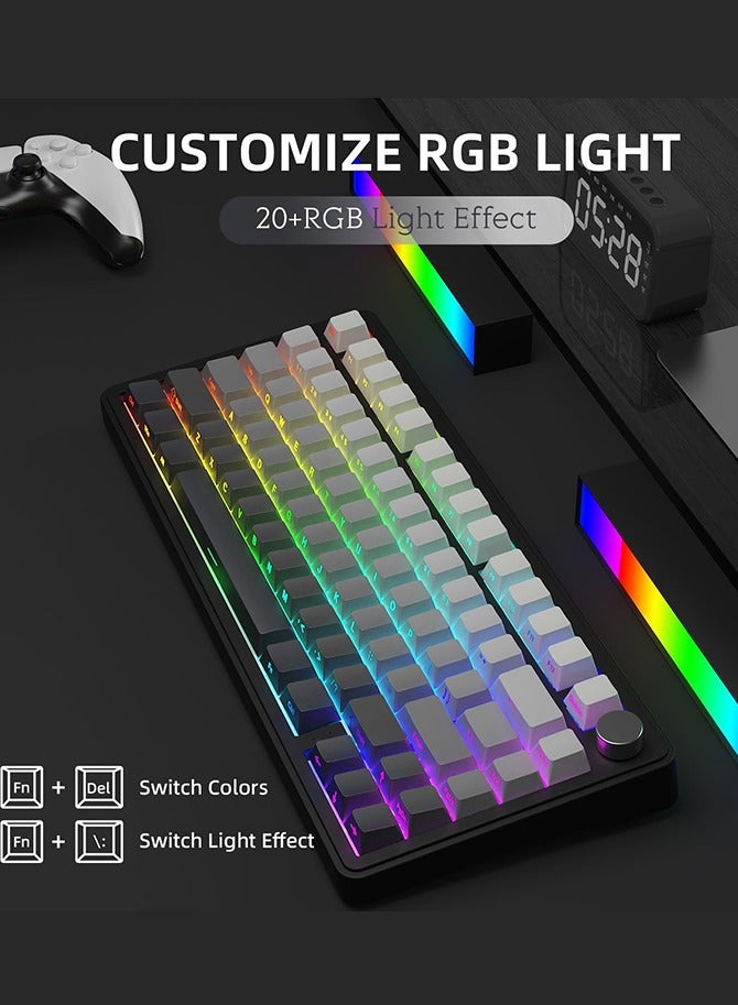 Attack Shark X85 Wireless Mechanical Keyboard,TKL 82 Keys Bluetooth 5.0/2.4GHz/USB-C Hot Swappable Custom Keyboard,Gasket Structure,Knob,RGB Backlit Gaming Keyboard for PC/Mac/PS4/Xbox-Noonlit Night-White Jade Switch - Image 5