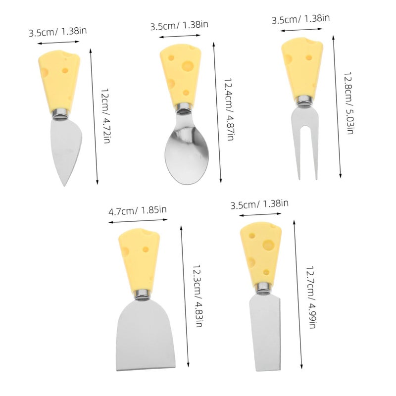 6 Pieces Cheese Knives Set With Creative Cheese Shaped Handles Stainless Steel Butter Spreaders Charcuterie Board Utensils For Condiment And Jam Serving - Image 3
