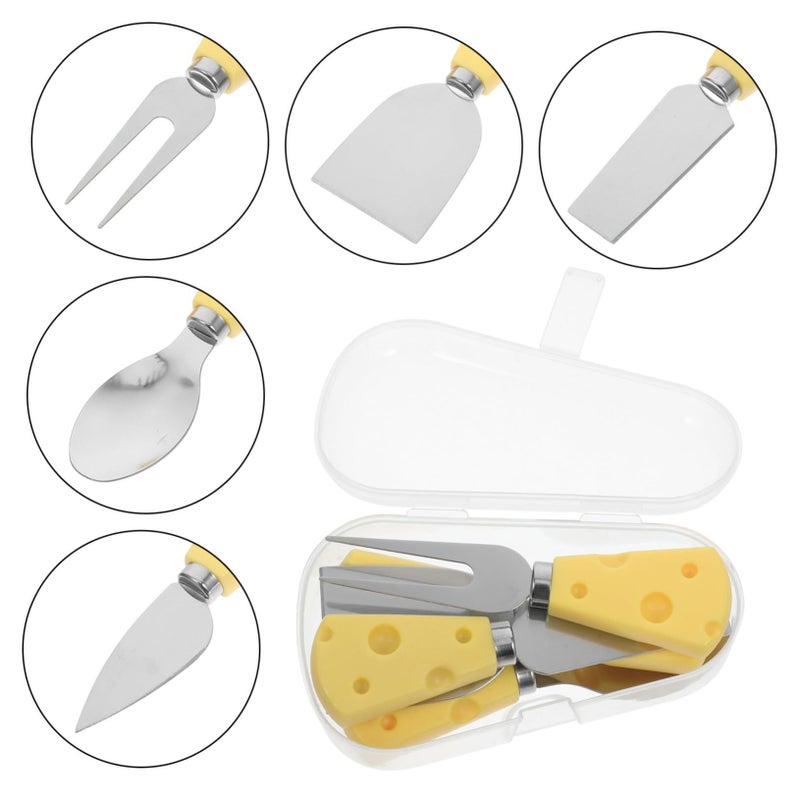 6 Pieces Cheese Knives Set With Creative Cheese Shaped Handles Stainless Steel Butter Spreaders Charcuterie Board Utensils For Condiment And Jam Serving - Image 4