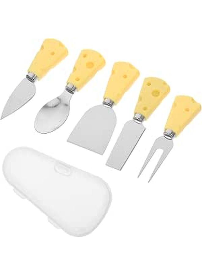 6 Pieces Cheese Knives Set With Creative Cheese Shaped Handles Stainless Steel Butter Spreaders Charcuterie Board Utensils For Condiment And Jam Serving - Image 1