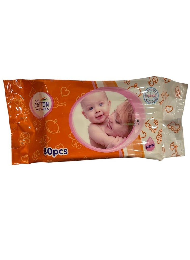 مناديل مبللة قطنية ناعمة 80 قطعة