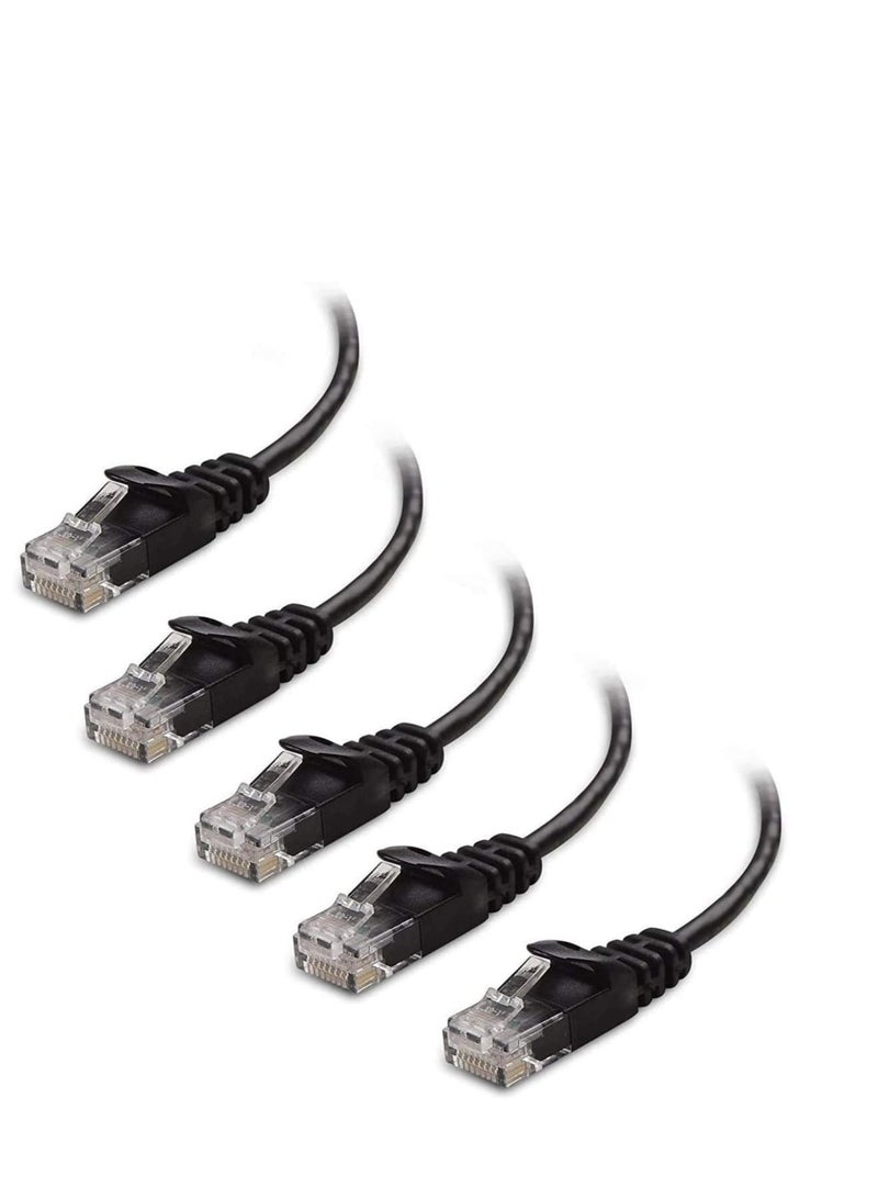 DKURVE 5 Pack Snagless 0.5M Short Cat6 Ethernet Cable Computer LAN Network Cord full copper Black  - Image 1