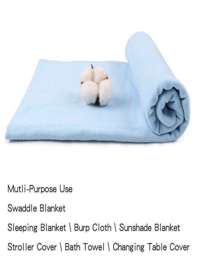 PESAAT Cotton Baby Swaddle Hat Set Preemie Hats Receiving Blankets for Baby Boys Girls (Sky Blue, 0-6 Months) - Image 2