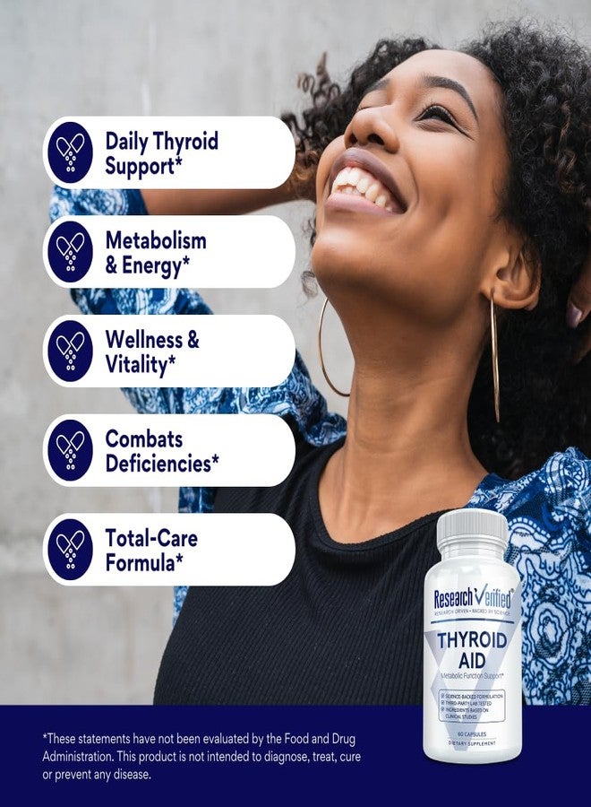 Research Verified® Thyroid Aid - Optimal Thyroid Function with Iodine Copper & Zinc - 260 mcg Selenium - 100% Pure - Vegan Friendly - 60 Capsules - 1 Month Supply - Image 4