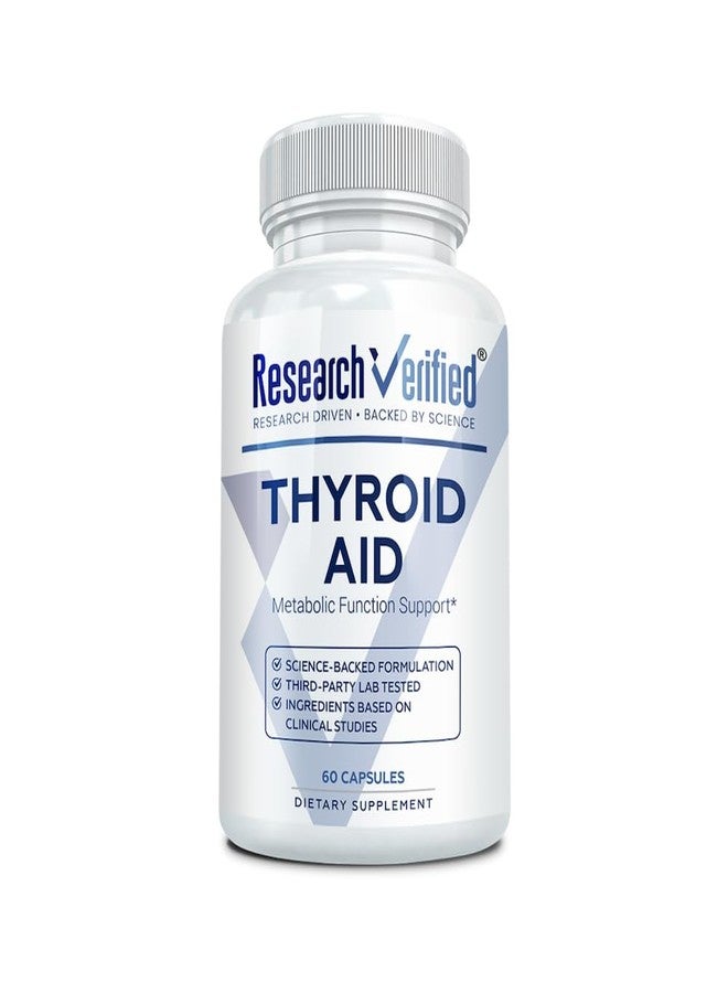 Research Verified® Thyroid Aid - Optimal Thyroid Function with Iodine Copper & Zinc - 260 mcg Selenium - 100% Pure - Vegan Friendly - 60 Capsules - 1 Month Supply - Image 1