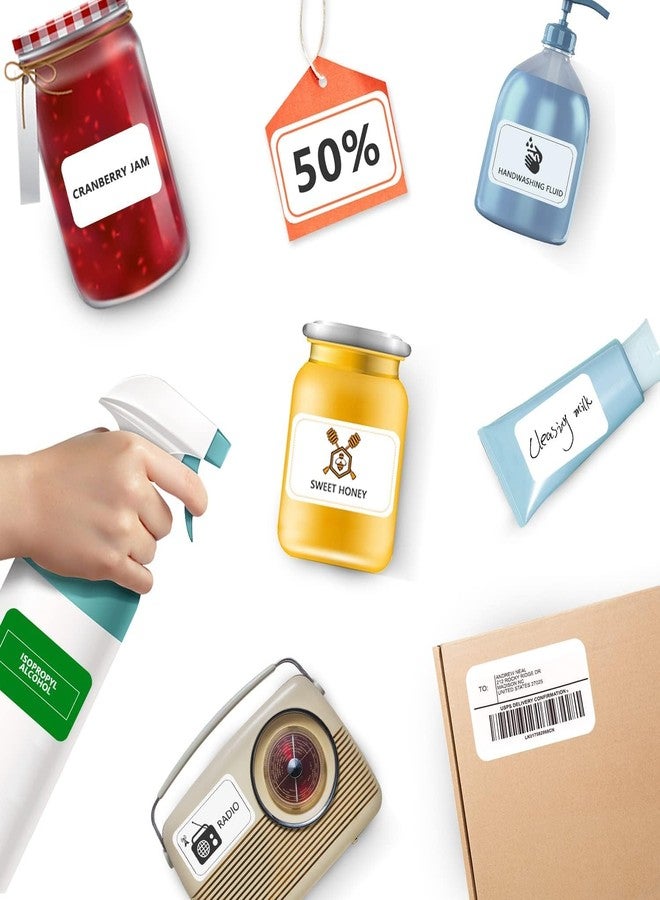 True-Ally 200 Pcs Waterproof Pearl White Vinyl Stickers(No Residue) for Mason Jars Glass Bottles, Decals Craft, Kitchen Jar Labels Bottle Stickers 5cm x 2.5cm - Image 4