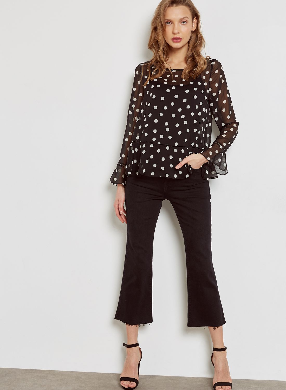 wallis polka dot top
