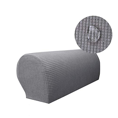 NC HOME High Stretch Polyester Sofa Armchair Armrest Covers Slipcovers Waterproof Furniture Protector Spandex Fabric Anti-Stain Washable Couch Arm Cover Slipcover, Set of 2 (Light Gray) - Image 1