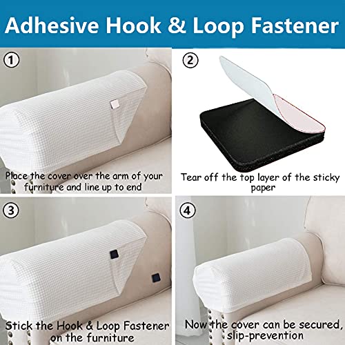 NC HOME High Stretch Polyester Sofa Armchair Armrest Covers Slipcovers Waterproof Furniture Protector Spandex Fabric Anti-Stain Washable Couch Arm Cover Slipcover, Set of 2 (Light Gray) - Image 5