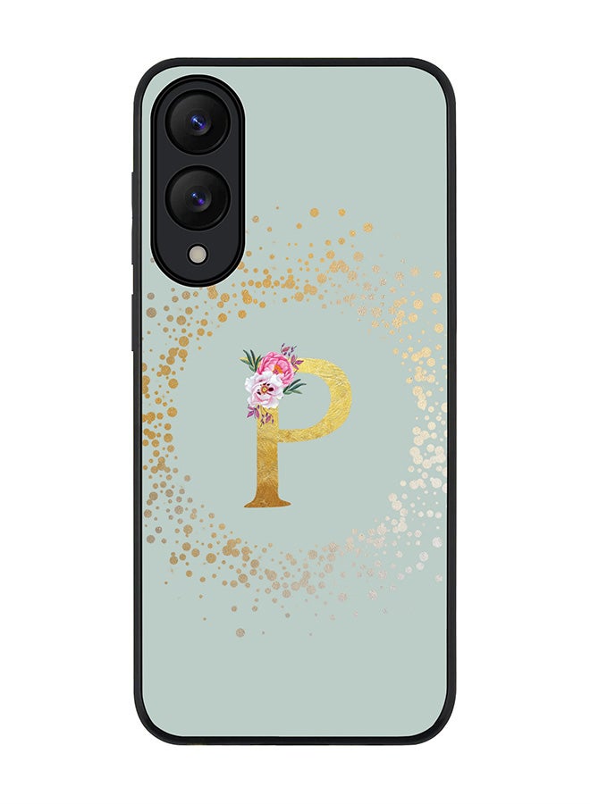 Stylizedd For Samsung Galaxy S25 Edge Case,Slim fit Camera Protection, Shockproof Thin Phone cover  - Custom Monogram Floral - P  (Light Grey ) - Image 1
