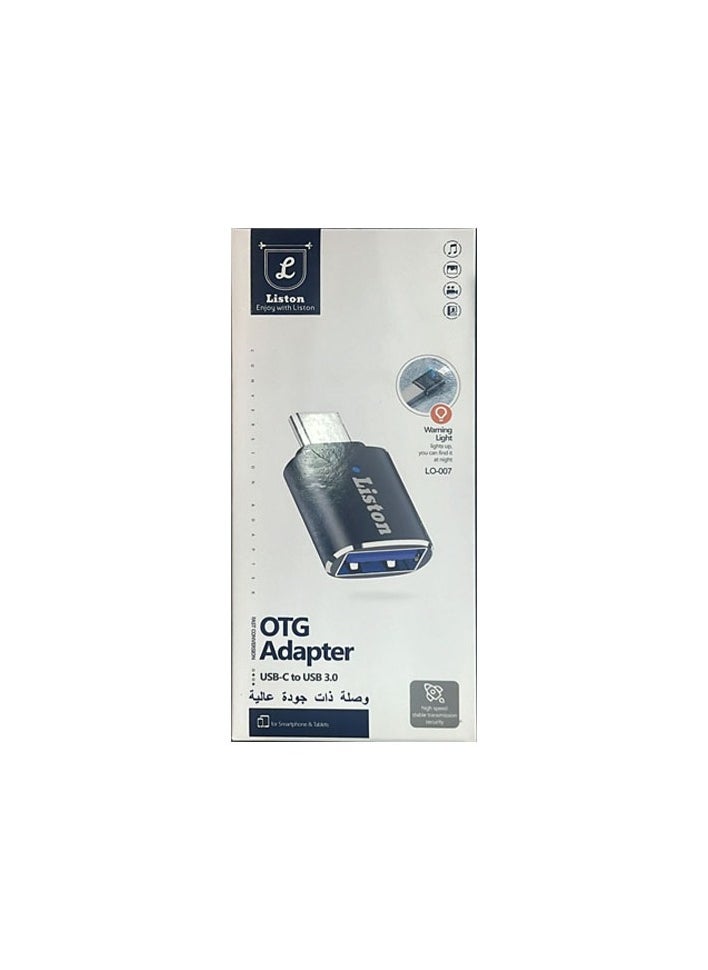 Liston - USB Type C to USB A OTG Flash Drive Adapter USB Type C Male to USB A Female black - Image 1