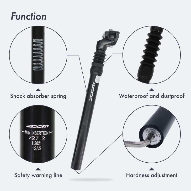 DJC Components DJC Bike Suspension Seatpost Shock Absorber Damper Rubber Seat Post 25.4 27.2 28.6 30.4 30.9 31.6 mm Lightweight Aluminum(31.6mm Black) - Image 5