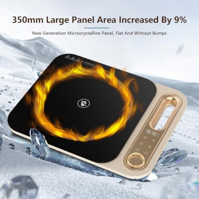 3500W Portable Infrared Cooker, Dual Heating Single Burner Electric Hob with Touch Screen and Knob Control, Timer and Keep Warm Function, Large Heating Panel Suitable for All Cookware - Image 2