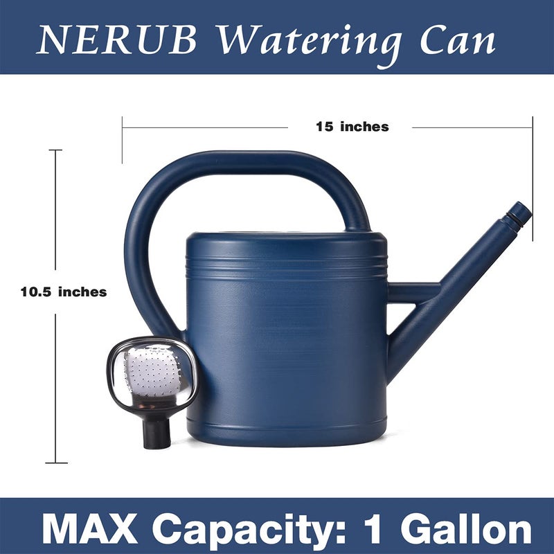 NERUB Watering Can 1 Gallon for Indoor Plants, Garden, Outdoor Plant House Flower, Gallon Large Long Spout with Sprinkler Head (Blue) - Image 5