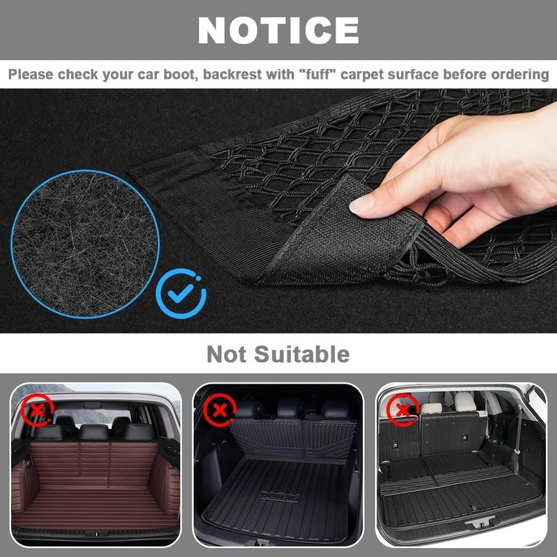 Car Boot Storage Net 6 PCS, Adhesive Mesh Cargo Net, Elastic storage Net for Van, Caravan, Trunk, Cargo, Camping, Car Organiser Essentials, Car Back Rear Trunk Seat Mesh Net, 40x25cm - Image 4
