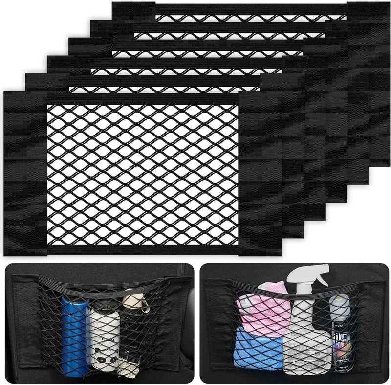 Car Boot Storage Net 6 PCS, Adhesive Mesh Cargo Net, Elastic storage Net for Van, Caravan, Trunk, Cargo, Camping, Car Organiser Essentials, Car Back Rear Trunk Seat Mesh Net, 40x25cm - Image 1