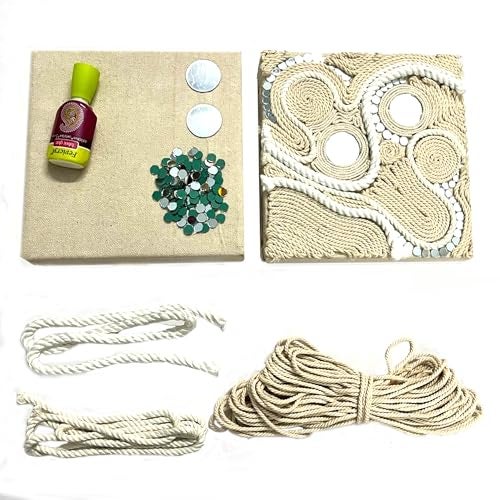 The brown box-String Thread Art kit,DIY Craft Material kit for Adults and Girls Age 9-12,12-15,lippan Art kit,Mirror and Macrame Art on Canvas - Image 1