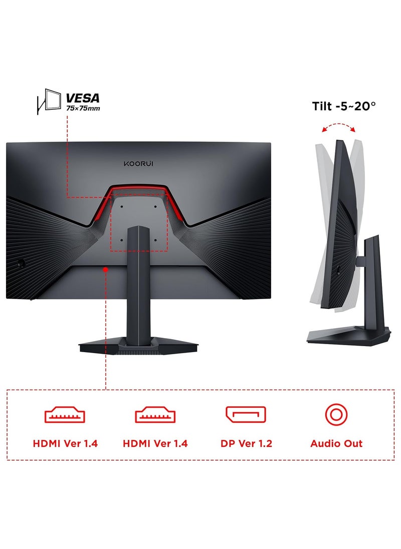 KOORUI - 24-Inch Gaming Monitor, Computer Screen HDMI, 165Hz, 1080p, 1ms, IPS, FreeSync, Compatible G-sync, Tilt Adjustable, Eye Care, VESA Wall Mountable (FHD 1920x1080, DisplayPort) 24E3 - Image 1