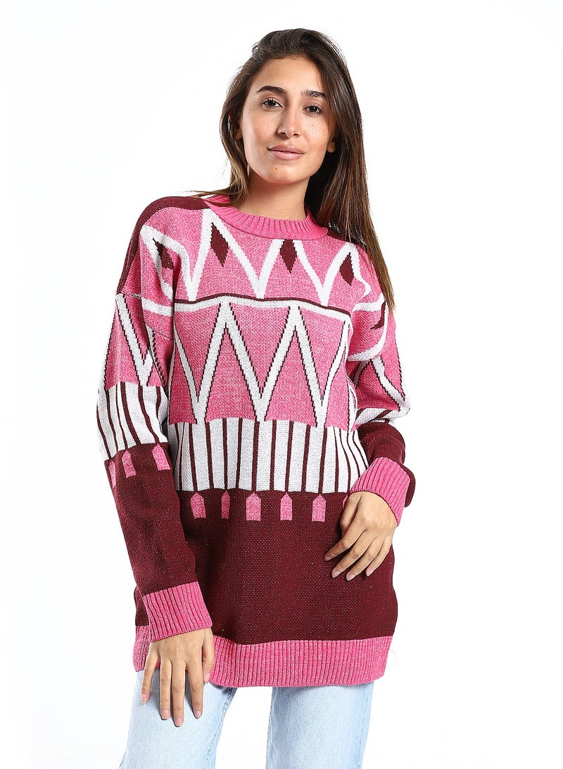 Caesar Wool women Pullover With Multi Design - Image 1