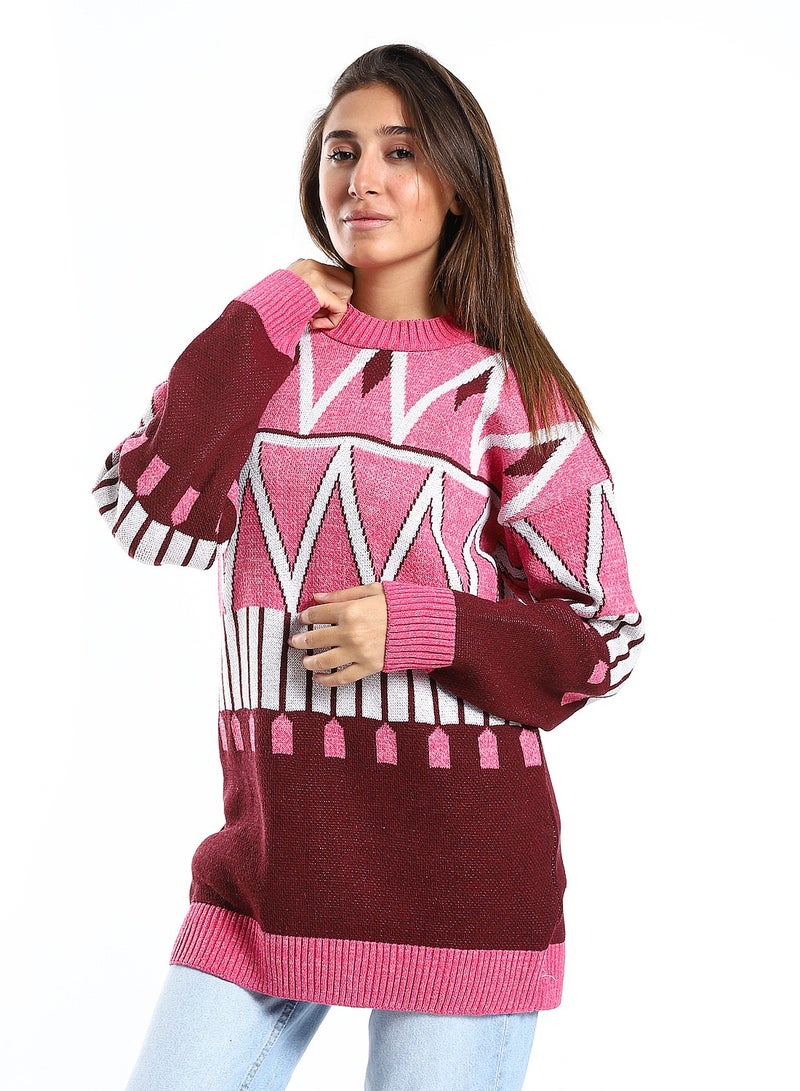 Caesar Wool women Pullover With Multi Design - Image 2