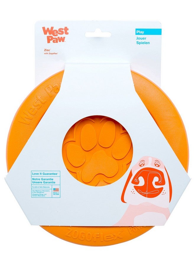 ويست باو Zogoflex Zisc Dog Flying Disc، قرص طائر هوائي عالي الارتفاع للكلاب والجراء - خفيف الوزن، قرص عائم للإحضار، شد الحبل، الإمساك، اللعب - يعمل كوعاء طعام/ماء، كبير 8.5 بوصة، برتقالي - Image 1