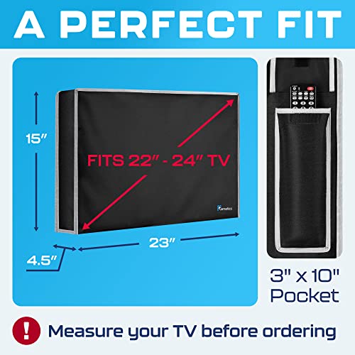 Garnetics Outdoor TV Cover 24 Inch – Waterproof, Weatherproof TV Enclosures with Smart Shield Screen Protectors, Ideal for Outdoor Use, Moving, and Storage - Black - Image 3