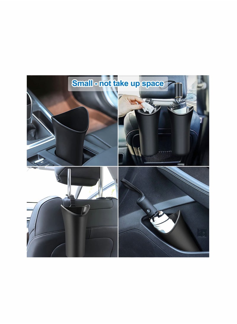 Car Trash Can 2 Pack Hanging Waste BasketWaterproof Can with Seat Headrest Hooks Garbage bin Cylinder Storage Holders Container Multipurpose Umbrella Holder for