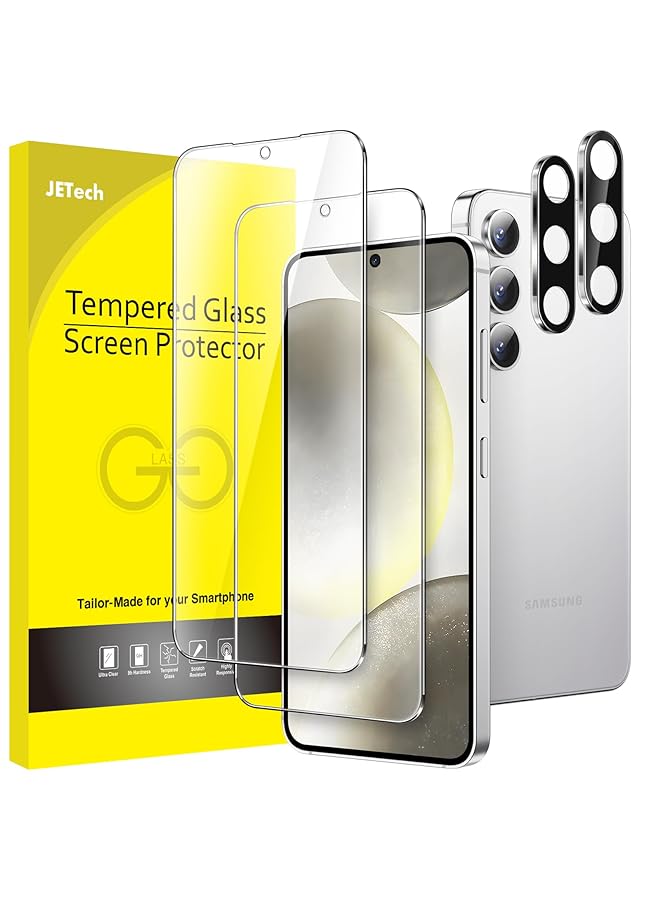 Jetech Screen Protector For Samsung Galaxy S24 5G 6.2 Inch With Camera Lens Protector Tempered Glass Film Fingerprint Id Compatible Hd Clear 2 Pack Each - Image 1