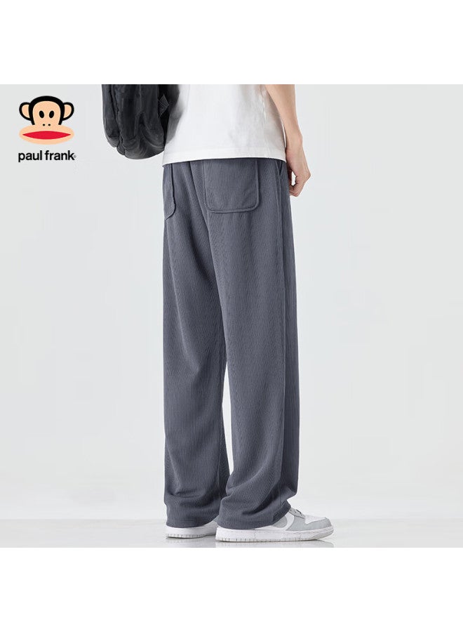 Paul Frank Casual Pants For Men, Spring And Autumn American Trendy Straight-leg Trousers, Wheat-patterned Pants, Versatile Style, Coffee Color, 4XL - Image 1