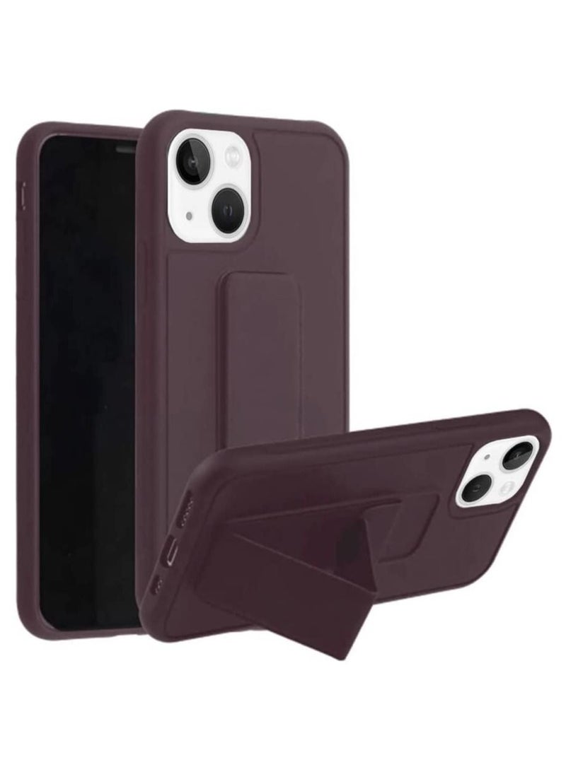 VITION Case Cover For iPhone 14 Plus Finger Grip Phone holder Case Car Magnetic Multi-function 3 in 1 Shockproof Back Cover Protective Case (iPhone 14 Plus, Brown) - Image 1