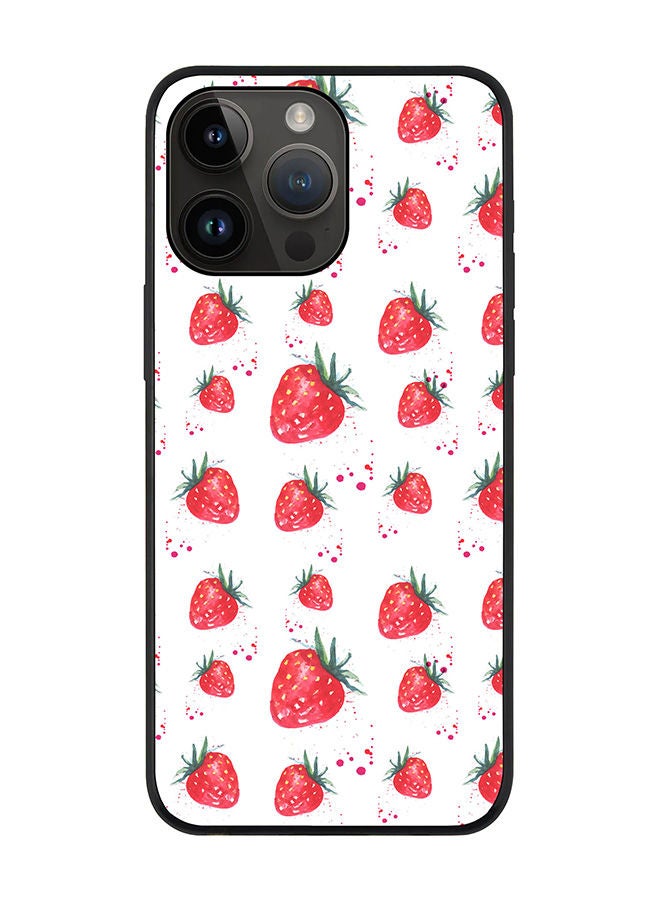 Stylizedd Rugged Black edge case for Apple iPhone 14 Pro Max Slim fit Soft Case Flexible Rubber Edges Anti Drop TPU Gel Thin Cover - Dripping Strawberries - Image 1