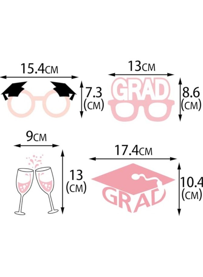 Pink Graduation Photo Booth Props Set - Pack of 24, Graduation Picture Props, Graduation Decorations Class of 2024, Grad Photo Booth Props 2024 - Image 3