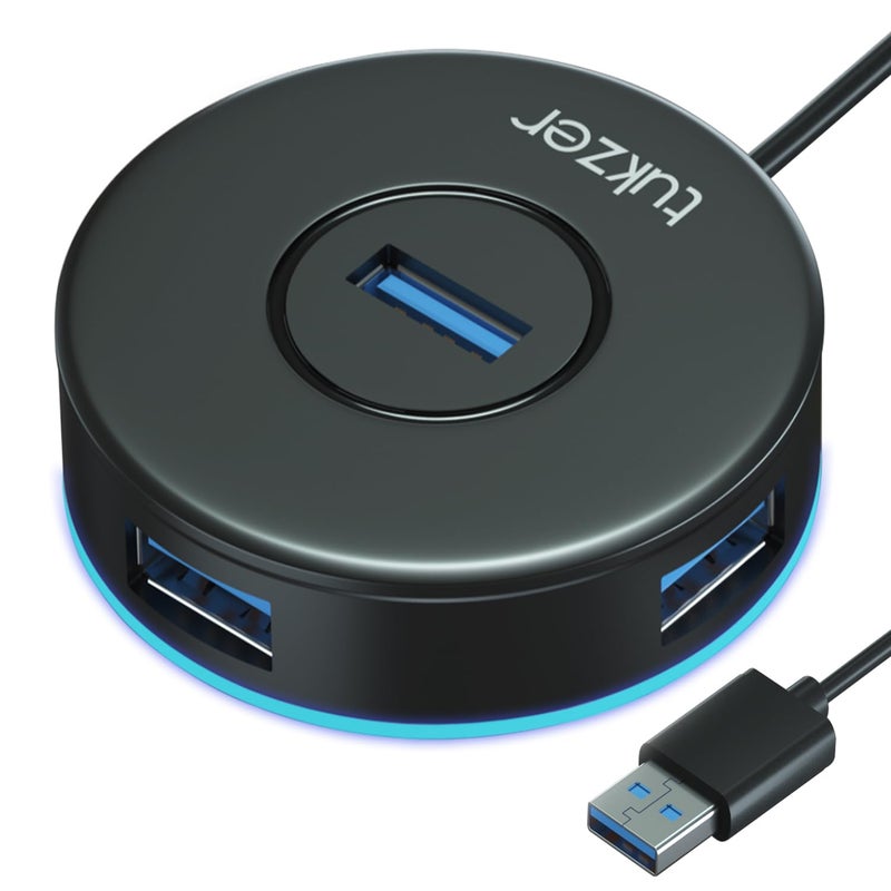 tuKZer 4-Ports USB A to USB 3.0 HUB with High-Speed Data Transfer & Fast Charging| Compatible for MacBook, Mac Mini, iMac Pro, Microsoft Surface, UltraBooks, Laptops, Notebooks & Desktops (Black) - Image 1