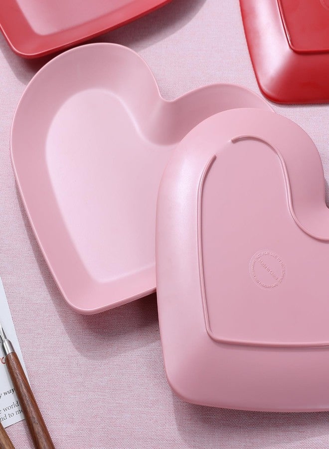 Webbylee 10.4" Melamine Heart Shaped Dinner Plates Set of 4 - Valentine’s Day Pink & Red Dinnerware, Romantic Tableware for Couples, Wedding, Party, Gift - Image 3