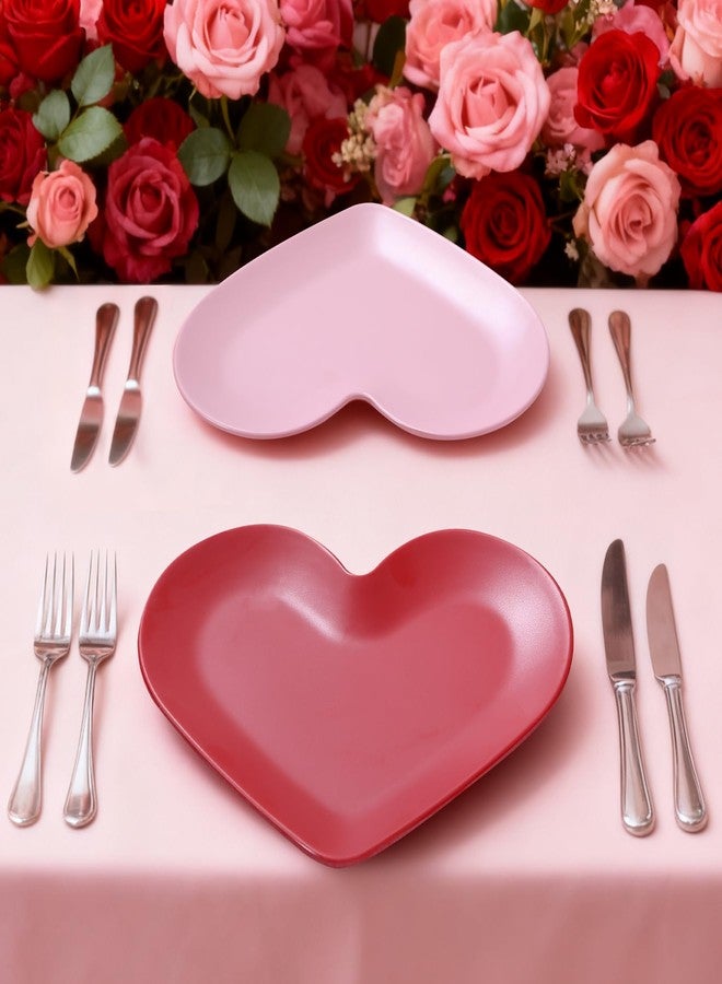 Webbylee 10.4" Melamine Heart Shaped Dinner Plates Set of 4 - Valentine’s Day Pink & Red Dinnerware, Romantic Tableware for Couples, Wedding, Party, Gift - Image 5