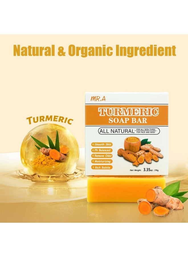 Mr.A طقم صابون الكركم 2 قطعة وزيت الكركم للوجه والجسم بمكونات طبيعية مع فيتامين C لتنظيف وترطيب وتهدئة البشرة طقم العناية بالبشرة بالكركم لجميع أنواع البشرة - Image 2