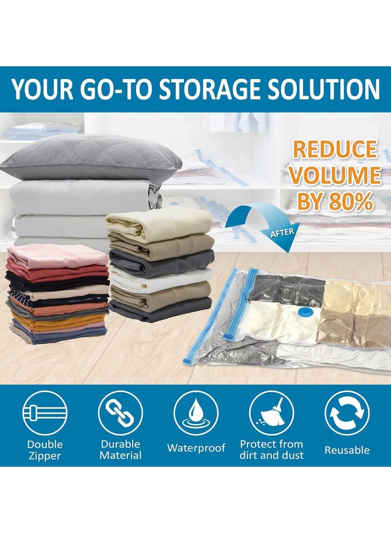 Vacuum Storage Bags - Pack of 18 (3Jumbo/6 Large/6 Medium/3 Pumps) Re-usable Travel Compression Storage Bags For Clothes, Comforters & Blankets - Space Saver Bags with Hand Pump  - Image 2
