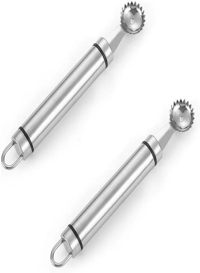 Tnyvm 2Pcs Silver Stainless Steel Strawberry Huller Multi-Function Stainless Corer and Pitter Remover for Strawberry, Practical Kitchen Tool, Fruit and Vegetable Corers - Image 1