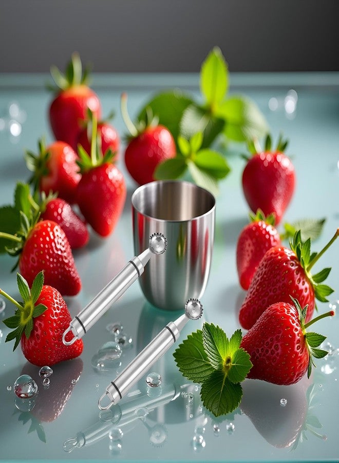 Tnyvm 2Pcs Silver Stainless Steel Strawberry Huller Multi-Function Stainless Corer and Pitter Remover for Strawberry, Practical Kitchen Tool, Fruit and Vegetable Corers - Image 5