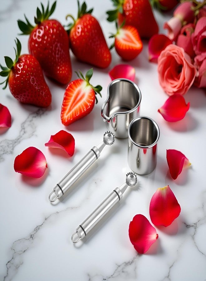 Tnyvm 2Pcs Silver Stainless Steel Strawberry Huller Multi-Function Stainless Corer and Pitter Remover for Strawberry, Practical Kitchen Tool, Fruit and Vegetable Corers - Image 3