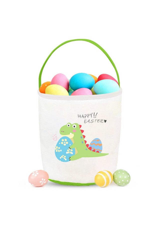 Cerlaza Cerlaza Easter Gift Baskets Empty for Kids, Easter Basket Essentials Dinosaur Canvas Tote Bag, Easter's Dinosaur Holding Eggs Hunt Basket with Handle, Cotton Baskets for Party Supplies  - Image 1