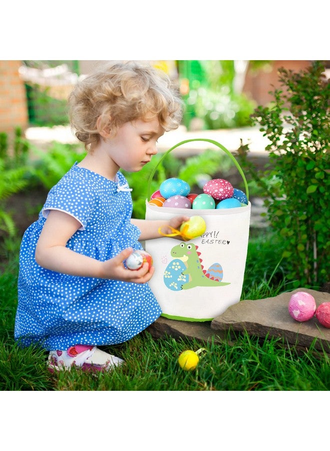 Cerlaza Cerlaza Easter Gift Baskets Empty for Kids, Easter Basket Essentials Dinosaur Canvas Tote Bag, Easter's Dinosaur Holding Eggs Hunt Basket with Handle, Cotton Baskets for Party Supplies  - Image 5