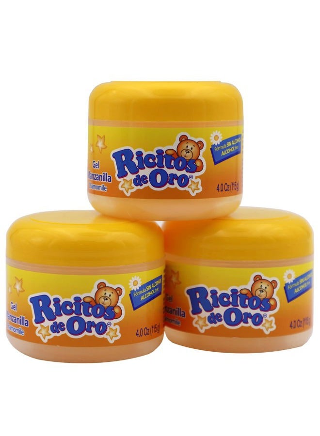 Ricitos de Oro Chamomile Hair Gel, Alcohol-Free, Hairstyling Product for Daily Use, Gentle Gel with Chamomile Extract for Children, Non-Greasy, 3-Pack of 4.05 Oz, 3 Jars - Image 1