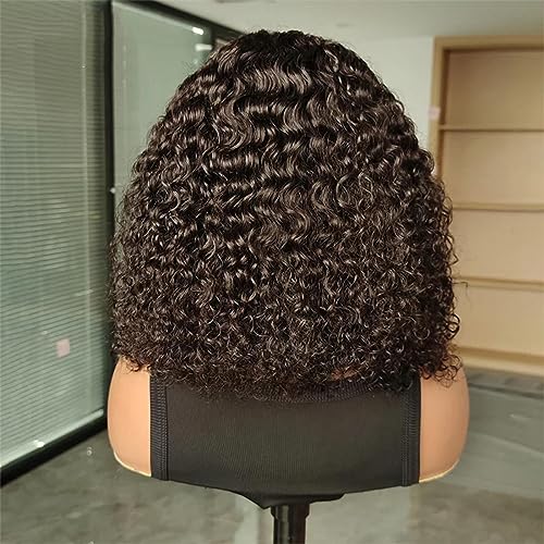 ISEE Wear and Go Glueless Wigs Bob Wigs Human Hair Pre Plucked Water Wave Lace Front Wigs Human Hair Upgraded No Glue Transparent Lace Closure Wigs Human Hair for Women Natural Black 14 Inch - Image 4