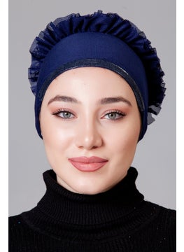 Nanak قبعة غير قابلة للانزلاق مزخرفة من ليكرا باللون الأزرق navy  - Image 5